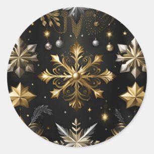 Chique zilver en goud sneeuwvlokken ronde sticker