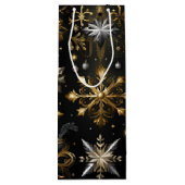 Chique zilver en goud sneeuwvlokken wijn cadeautas (Achterkant)
