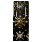 Chique zilver en goud sneeuwvlokken wijn cadeautas (Voorkant)