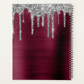 Chique Zilver Glitter Bourgogne Geborsteld Metaal Planner (Achterkant)