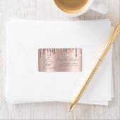 Chique Zilver Glitter Druppels Cupcake Roze Goud Etiket (Insitu)