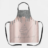 Chique Zilver Glitter Druppels Cupcake Roze Goud Schort (Voorkant)