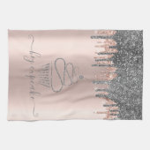 Chique Zilver Glitter Druppels Cupcake Roze Goud Theedoek (Horizontaal)