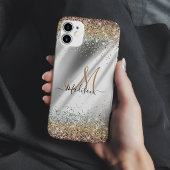 Chique zilver gouden nepschitterende monogram Case-Mate iPhone case