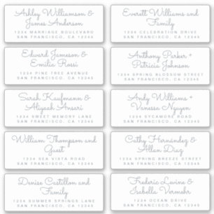 Chique Zilver Grijs Calligraphy Gast Adres Labels