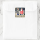 CHIQUE ZILVER VROLIJK KERSTFEESTDAG FOTOADRES VIERKANTE STICKER (Tas)