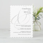 Chique zilveren ampersand minimalistische bruiloft kaart (Staand voorkant)