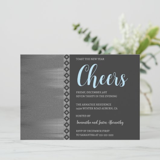 Chique zilveren Art Deco Nieuwjaar uitnodiging (Staand voorkant)