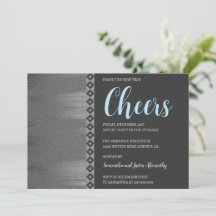 Chique zilveren Art Deco Nieuwjaar uitnodiging