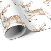 Chique Zilveren Boog Rendier Kerst Cadeaupapier (Rol Hoek)