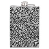Chique zilveren folie luipaard print gepersonalise heupfles (Achterkant)