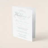 Chique zilveren folie script gevouwen bruiloft uit folie kaarten (Voorkant)