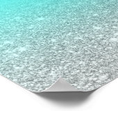 Chique zilveren glitter blauwgroen Bat Mitzvah wel Poster (Hoek)