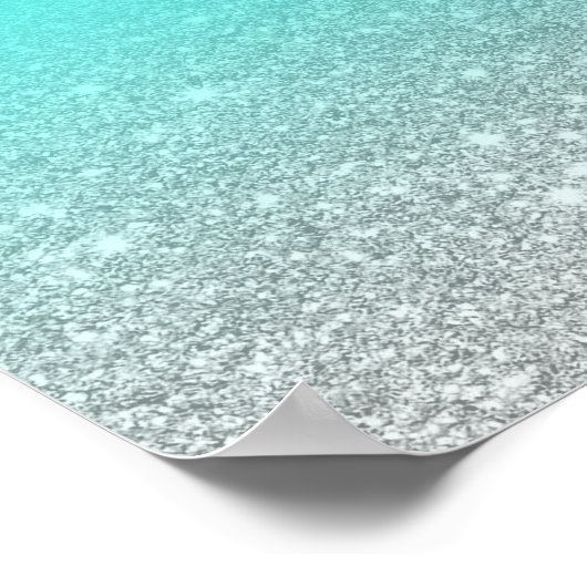 Chique zilveren glitter blauwgroen Bat Mitzvah wel Poster (Hoek)