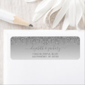 Chique Zilveren Glitter Druppel Huwelijks Retourad Etiket (Insitu)