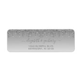 Chique Zilveren Glitter Druppel Huwelijks Retourad Etiket (Voorkant)
