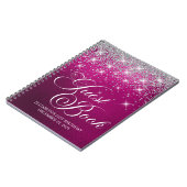 Chique Zilveren Glitter Heet Roze 21e Dag Gastenbo Notitieboek (Linkerzijde)