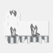 Chique zilveren glitter hoge hak schoen bedankdoosjes (Uitgevouwen)