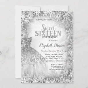 Chique zilveren glitter jurk sneeuwvlokken Sweet 1 Kaart