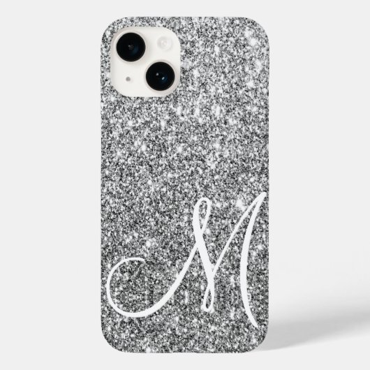 Chique zilveren glitter metallic glans monogram Case-Mate iPhone case (Achterkant)