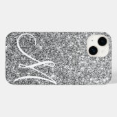 Chique zilveren glitter metallic glans monogram Case-Mate iPhone case (Achterkant (horizontaal))