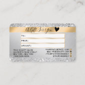 Chique zilveren glitter metallic goud credit gift visitekaartje (Achterkant)