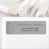 Chique Zilveren Glitter Sparkle Glam Grijs Etiket (Insitu)