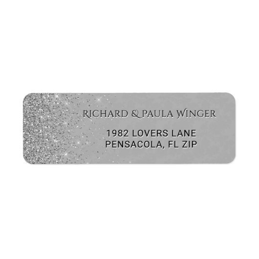 Chique Zilveren Glitter Sparkle Glam Grijs Etiket (Voorkant)