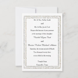 Chique zilveren glitter trim -3x5 bruiloft uitnodi kaart