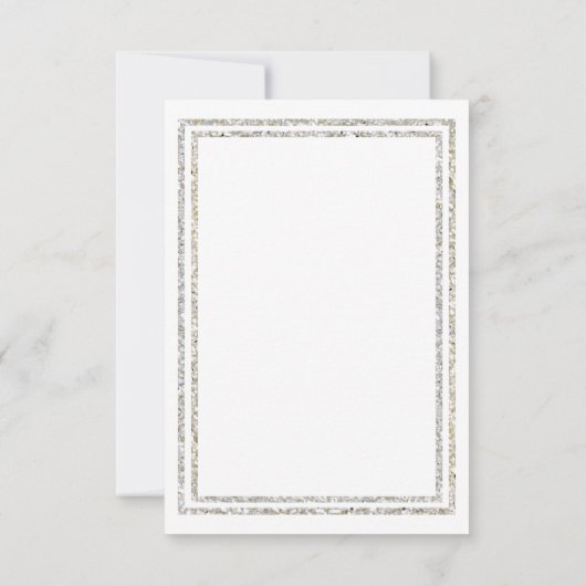 Chique zilveren glitter trim -3x5 bruiloft uitnodi kaart (Achterkant)