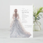 Chique zilveren glitter trouwjurk fonkelt kaart (Staand voorkant)