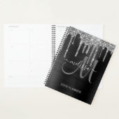 Chique zilveren glitter zwart geborsteld metaal 20 planner (Display)