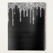 Chique zilveren glitter zwart geborsteld metaal 20 planner (Achterkant)