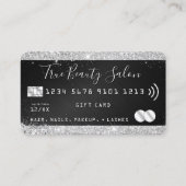 Chique Zilveren Glitter Zwart Metallic Credit Gift Visitekaartje (Voorkant)
