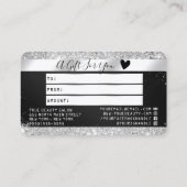 Chique Zilveren Glitter Zwart Metallic Credit Gift Visitekaartje (Achterkant)