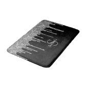 Chique Zilveren Glitterdruppels Glans Monogram Naa Badmat (Gekanteld)