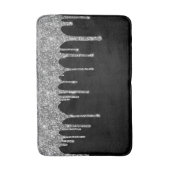 Chique Zilveren Glitterdruppels Glanzen Zwart Badmat (Voorkant Verticaal)