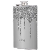 Chique Zilveren Glitterdruppels Glanzende Monogram Heupfles (Links)
