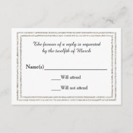 Chique zilveren glitterrand - RSVP-kaart RSVP Kaartje