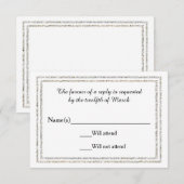 Chique zilveren glitterrand - RSVP-kaart RSVP Kaartje (Voorkant / Achterkant)