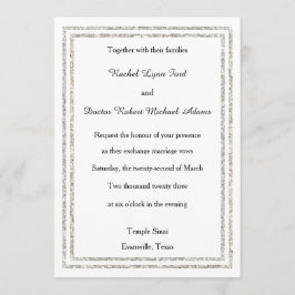 Chique zilveren glittertrim - 5x7bruiloft uitnodig kaart