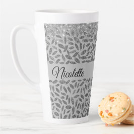 Chique zilveren glitterveren gepersonaliseerd latte mok