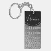 Chique zilveren harlekijn gepersonaliseerd sleutelhanger (Voorkant Links)