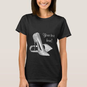 Chique Zilveren Hoge Hak Schoen T-shirt