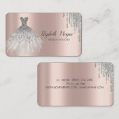Chique zilveren jurk glitter druppels Roos goud Visitekaartje (Voorkant / Achterkant)