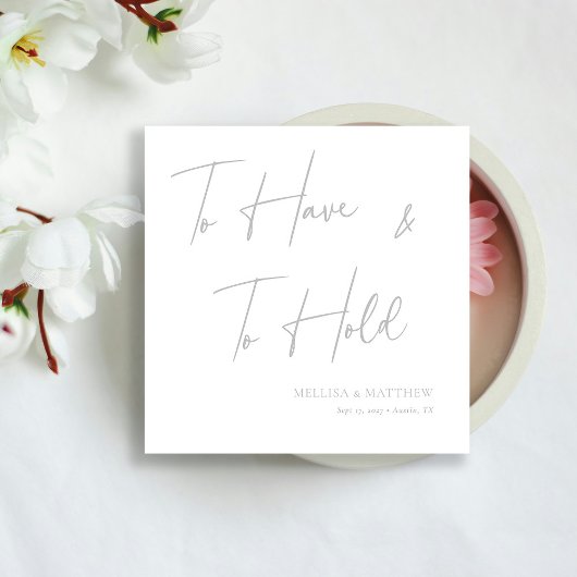 Chique zilveren kalligrafie om te hebben & te houd servet