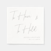 Chique zilveren kalligrafie om te hebben & te houd servet (Voorkant)