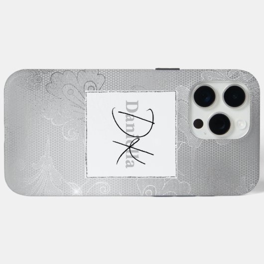 Chique zilveren kant Case-Mate iPhone case (Achterkant (horizontaal))