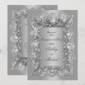 chique zilveren lichtkracht diamant verlovingsfees kaart (Voorkant / Achterkant)