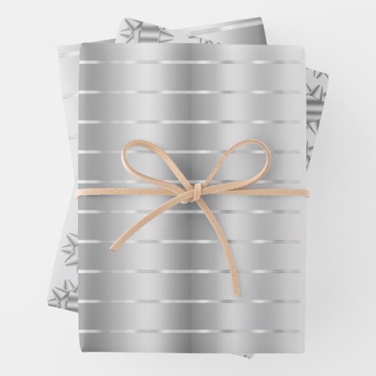 Chique Zilveren Lint Boog Bruidsfeest Inpakpapier Vel (In situ)